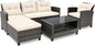4-Piece All-Weather Outdoor Sectional L-shaped Sofa Set with Coffee Table