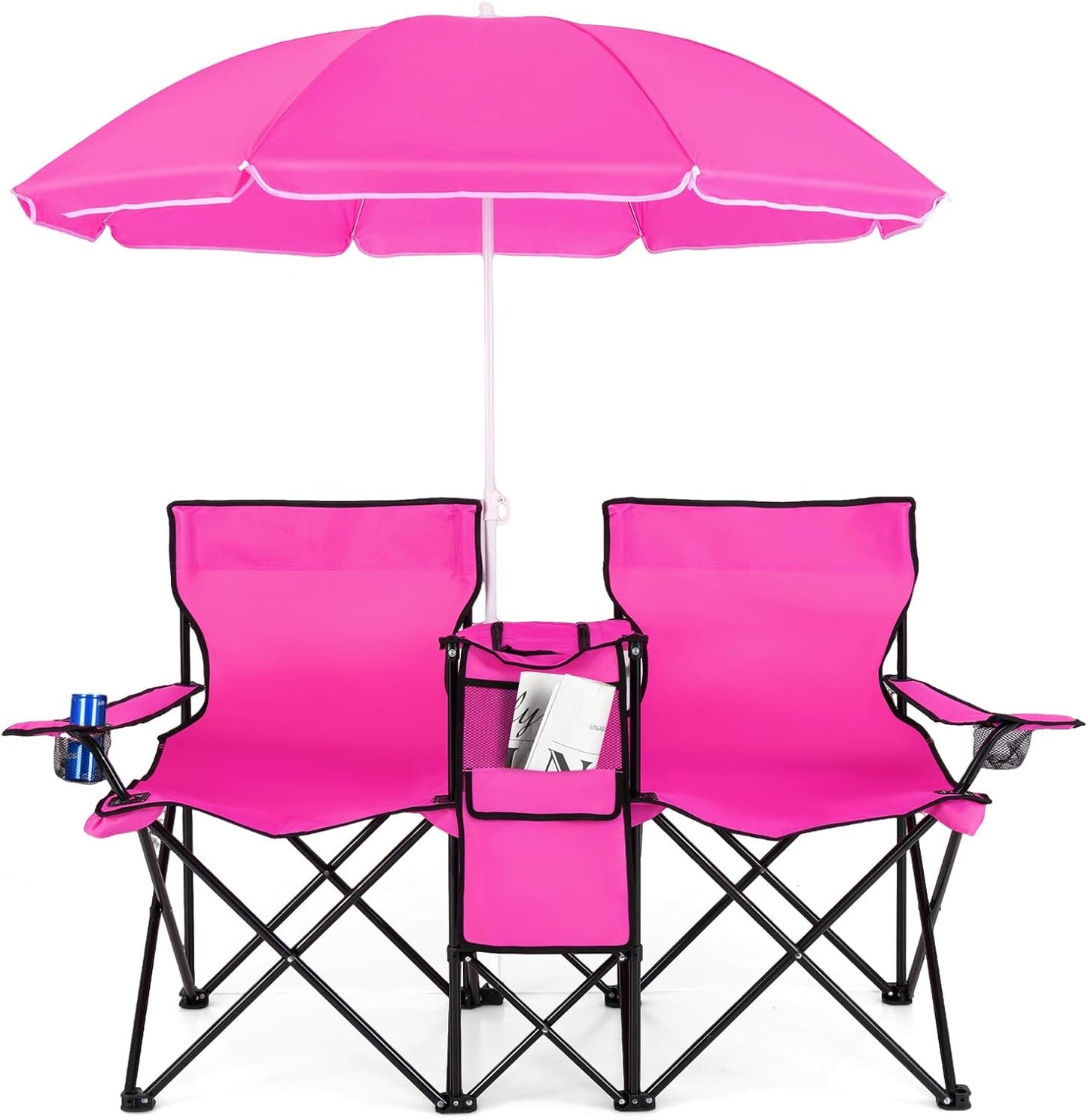 Portable Folding Loveseat with Umbrella & Carrying Bag