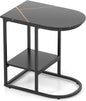 2 Tier C shaped End Table Modern Sofa Side Table with Metal Frame