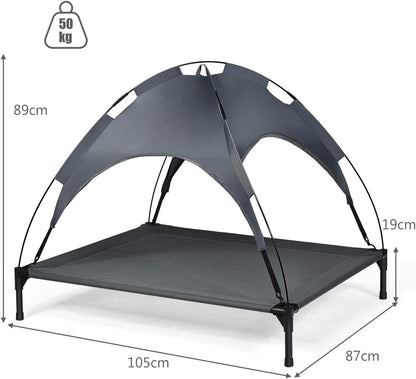 Steel Frame Elevated Pet Cot with Removable Canopy