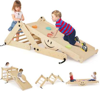 10 in 1 Toddler Climbing Frame Indoor Kids Climber Ladder with Reversible Ramp