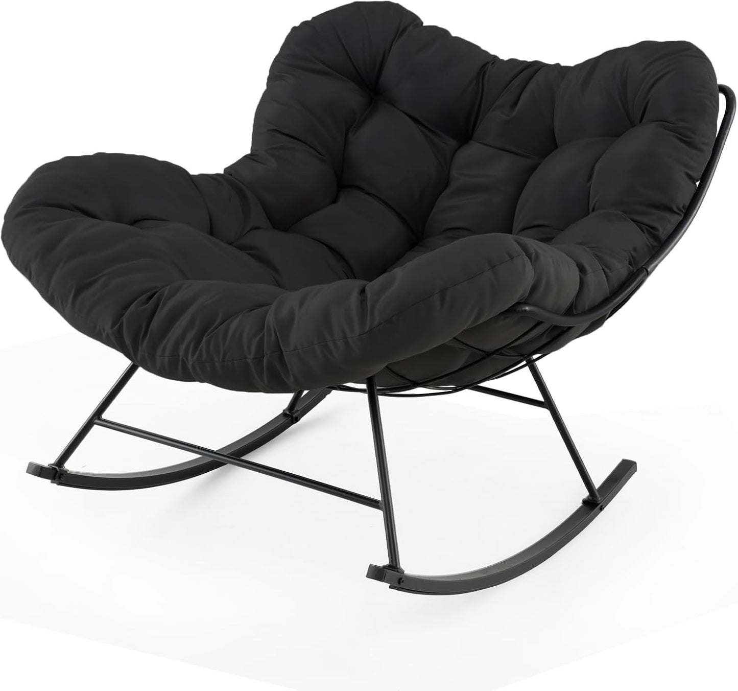Oversized Patio Wicker Egg Chair with Thick and Removable Cushion