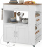 Kitchen Storage Trolley, Rolling Serving Island Cart with Towel Bar
