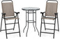 GiantexUK 3 Piece Bistro Set, Garden Dining Furniture Set with Round Bar Table and 2 Folding Chairs