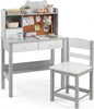 Kids Desk and Chair Set, Wooden Student Study Table with Drawers