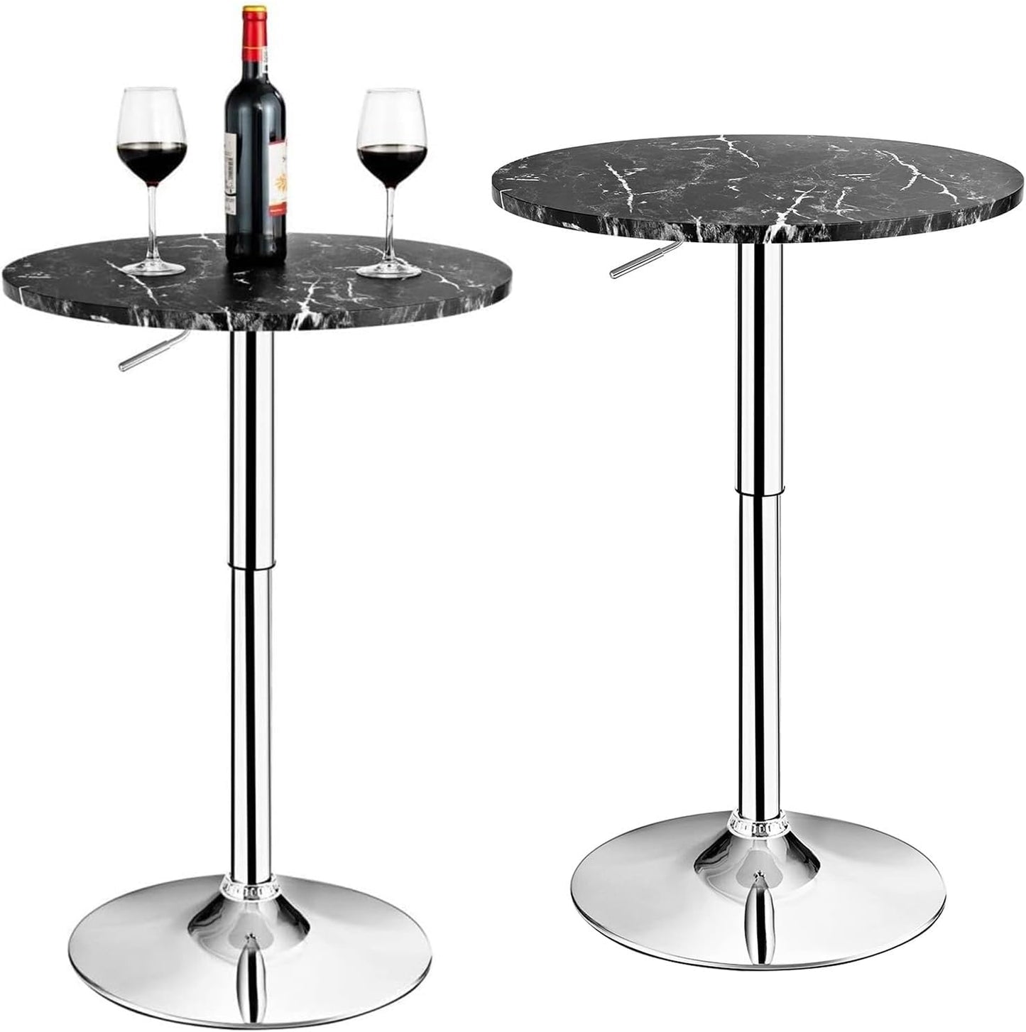 GiantexUK Round Bar Table, Adjustable Height Coffee Table with Non-slip Rubber Ring