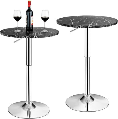 GiantexUK Round Bar Table, Adjustable Height Coffee Table with Non-slip Rubber Ring