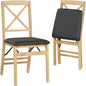 Padded Folding Chair Set of 2/4, Rubber Wood Counter Dining Chairs with Backrest