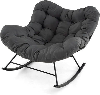 Oversized Patio Wicker Egg Chair with Thick and Removable Cushion