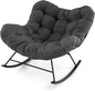 Oversized Patio Wicker Egg Chair with Thick and Removable Cushion