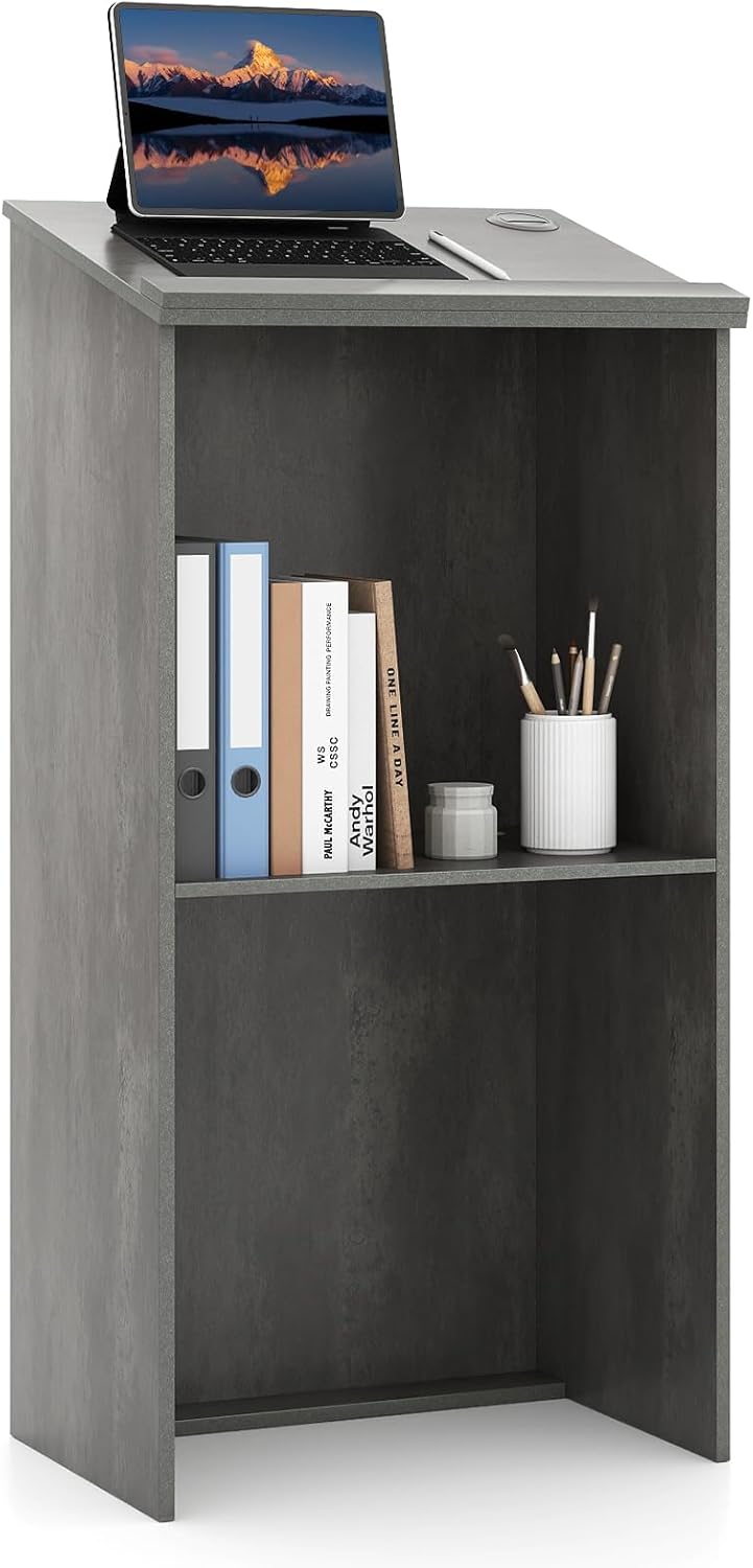 Podium Stand Hostess Stand for Speakers with Storage Shelf