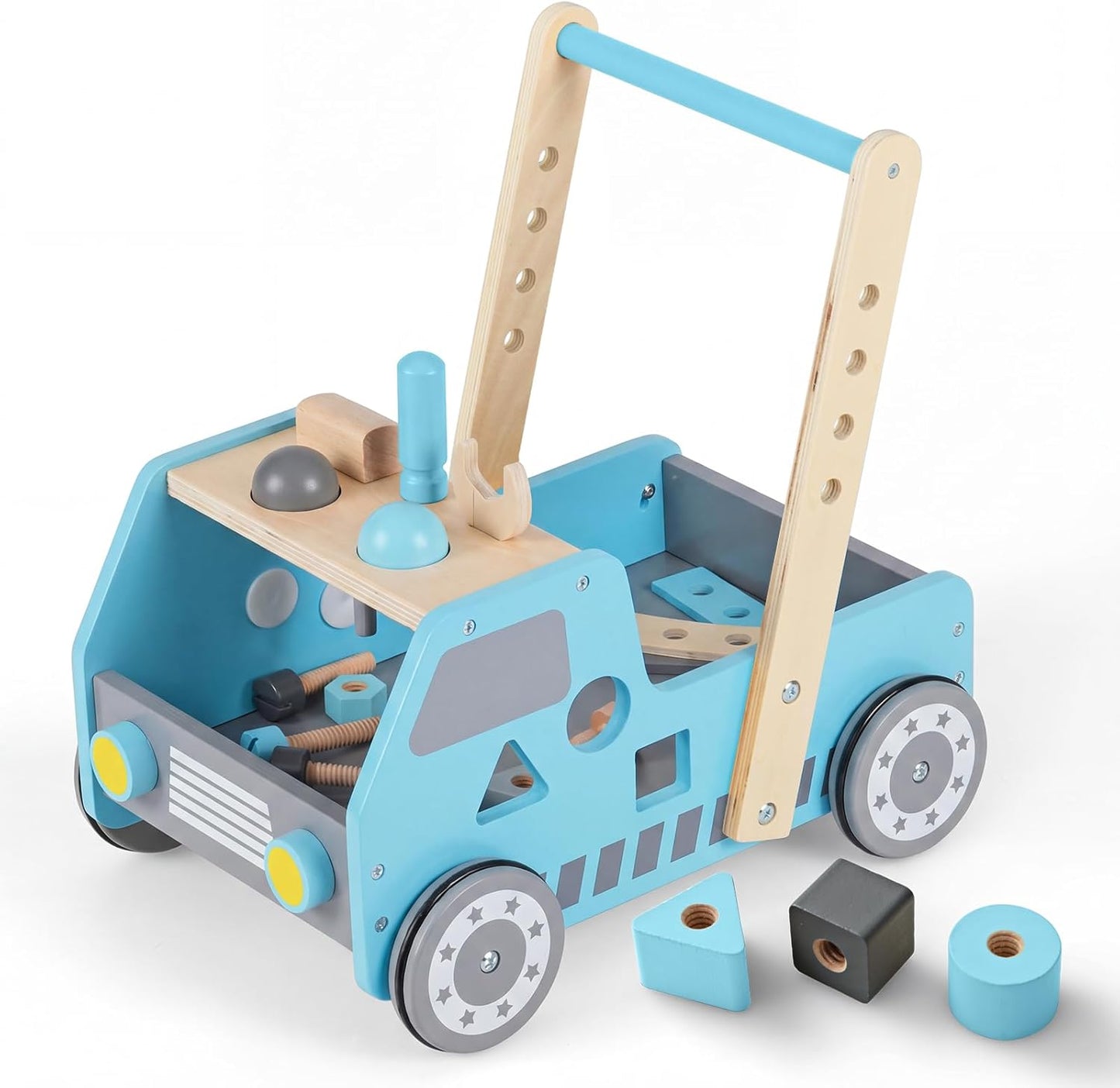 2 in 1 Push Along Walkers and Toy Tool Bench with Adjustable Speed