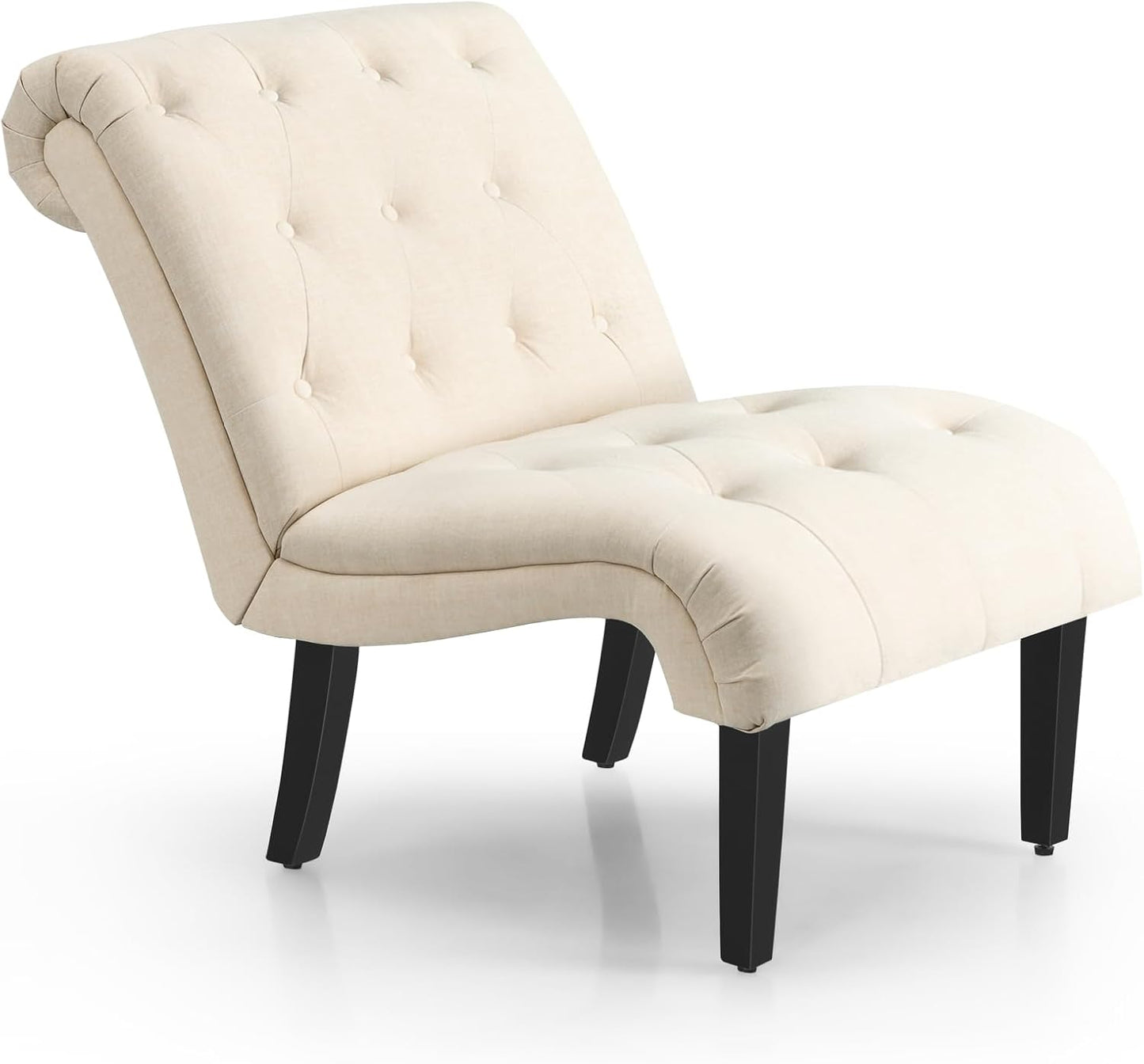 Modern Upholstered Accent Chair with Button Tufted Linen Fabric