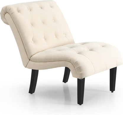 Modern Upholstered Accent Chair with Button Tufted Linen Fabric