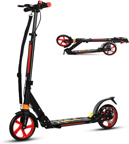 Folding Kick Scooter, 3 Heights Adjustable City Scooters with Big Wheels