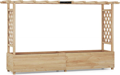 GiantexUK Raised Garden Bed with Arch Trellis & Drainage Holes