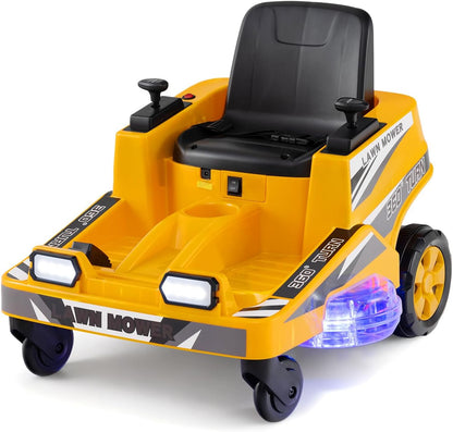 12V Ride on Lawn Mower for Kids with Dual Control Sticks and LED Lights