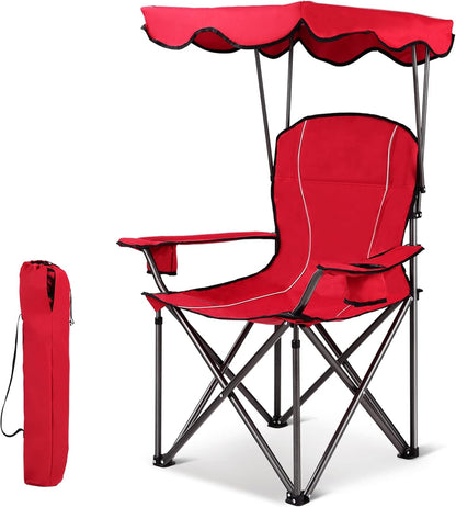 Folding Beach Chair with Shade Canopy and Carry Bag