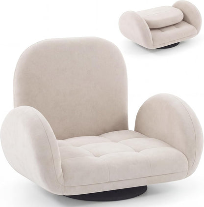 Folding Floor Chair, Lazy Sofa Bed Chair Seat with Adjustable Backrest & Armrests