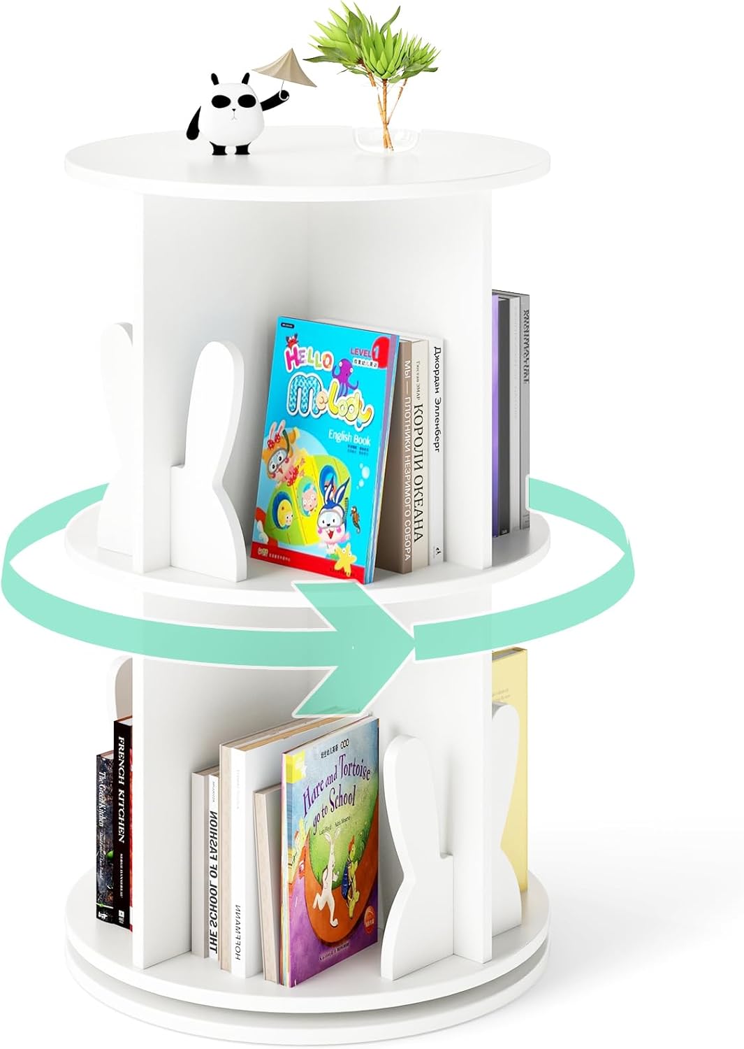 3 Tier 360° Rotating Bookcase with Bookends