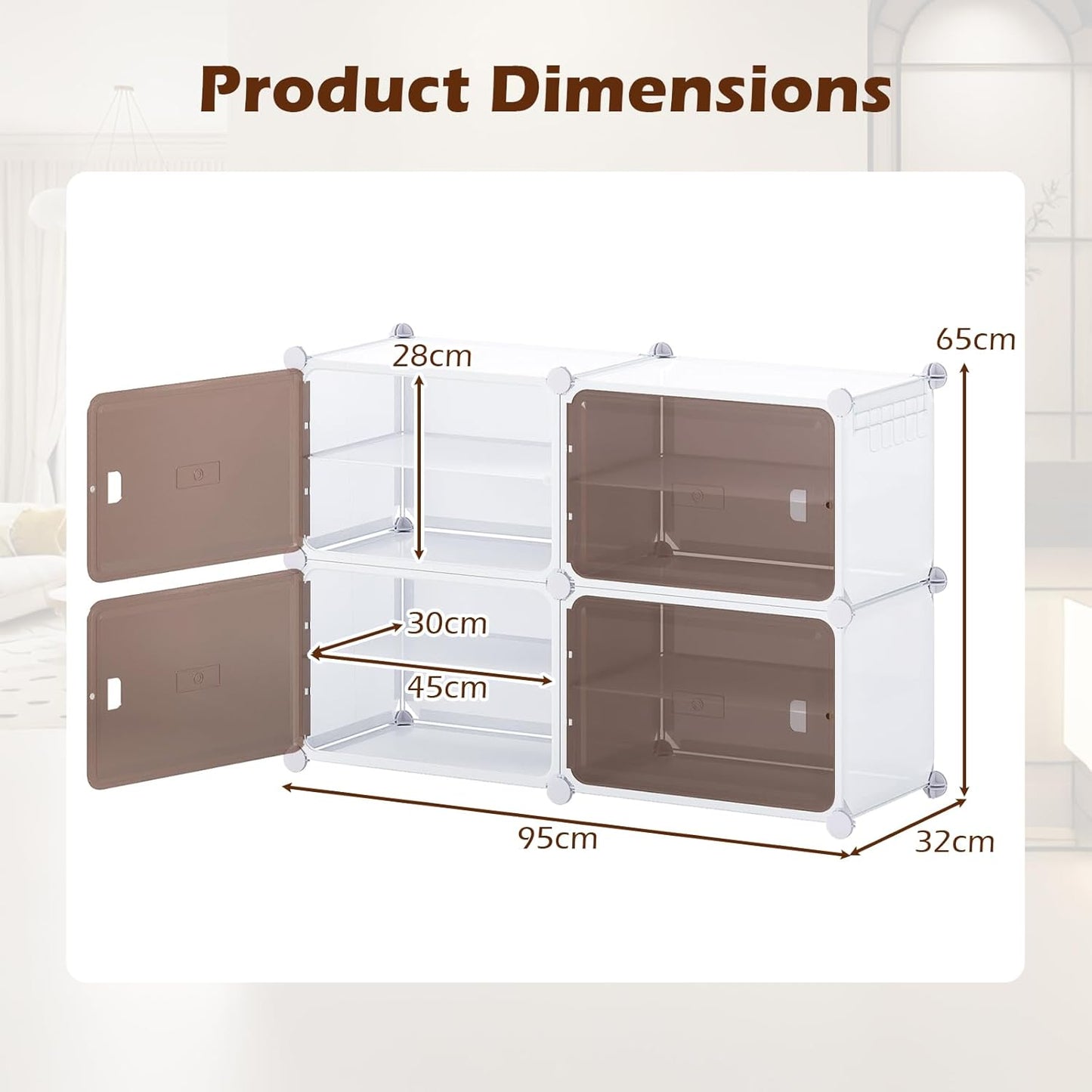 46/8/10 Tier Shoe Storage Cabinet with Removable Shelves