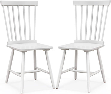 GiantexUK Dining Chairs Set of 2, Kitchen Chairs with Slatted Backrest, Rubber Wood Legs & Anti-Slip Foot Pads