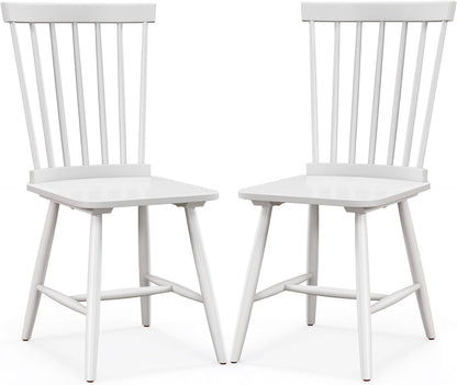 GiantexUK Dining Chairs Set of 2, Kitchen Chairs with Slatted Backrest, Rubber Wood Legs & Anti-Slip Foot Pads