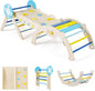 7 in 1 Kids Climbing Frame, Wooden Toddler Climbing Set with Reversible Ramp