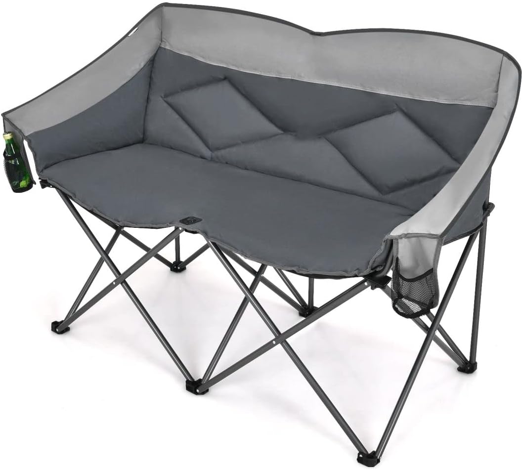 Folding Oversized Padded Loveseat with Carry Bag and 2 Storage Bags