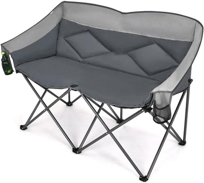 Folding Oversized Padded Loveseat with Carry Bag and 2 Storage Bags