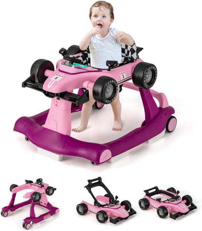 Foldable Push Along Walkers with Adjustable Height & Speed, Music, Lights
