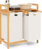Bamboo Laundry Hamper with Dual Compartments and Removable Sliding Bags