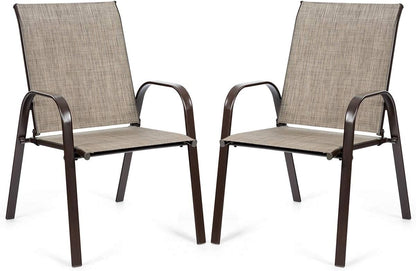 2 Piece Patio Outdoor Camping Chairs Set with Breathable Fabric