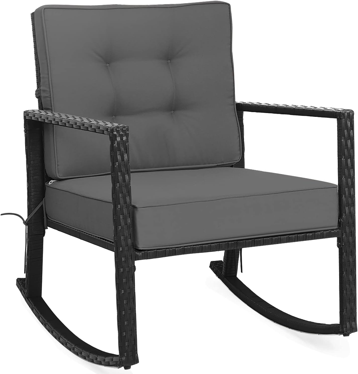 Outdoor Wicker Rocking Chair with Heavy-Duty Steel Frame