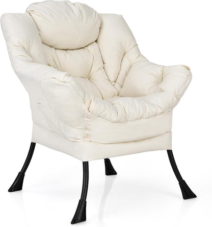 Armchair Accent Chair, Fabric Upholstered Lounge Armchair Leisure Reading Chair with Side Pocket