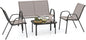 4-Piece Garden Furniture Set, Metal Frame Patio Conversation Set with Loveseat