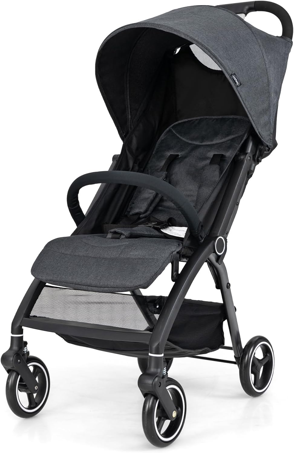 One Hand Foldable Toddler Stroller with Adjustable Backrest & Canopy