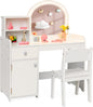 Kids Vanity Table and Stool Set with 2-Color LED Lights Mirror