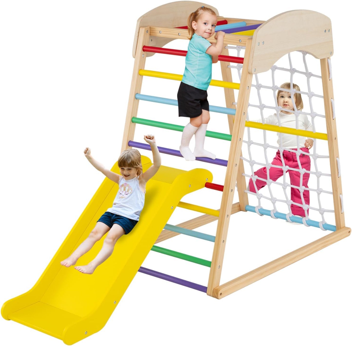 4-in-1 Jungle Gym Wooden Indoor Toddler Playground