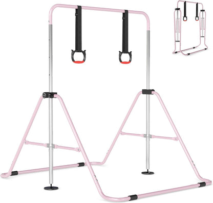 Folding Gymnastics Bar, Height Adjustable Horizontal Kip Bars with Anti-slip Base