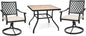 GiantexUK Patio Dining Set, Metal Garden Table and Chairs Set with with 90cm Square Table, 4 Swivel Chairs & Removable Cushions