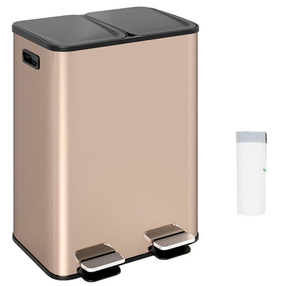 GiantexUK 2x30L Kitchen Pedal Bin, Stainless Steel Recycling Rubbish Can with Detachable Inner Buckets