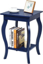 Accent End Table with Elegant Curved Legs and 2-Tier Open Storage Shelves