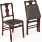Set of 2 Folding Dining Chairs with Soft Padded Seat and Smooth Solid Backrest