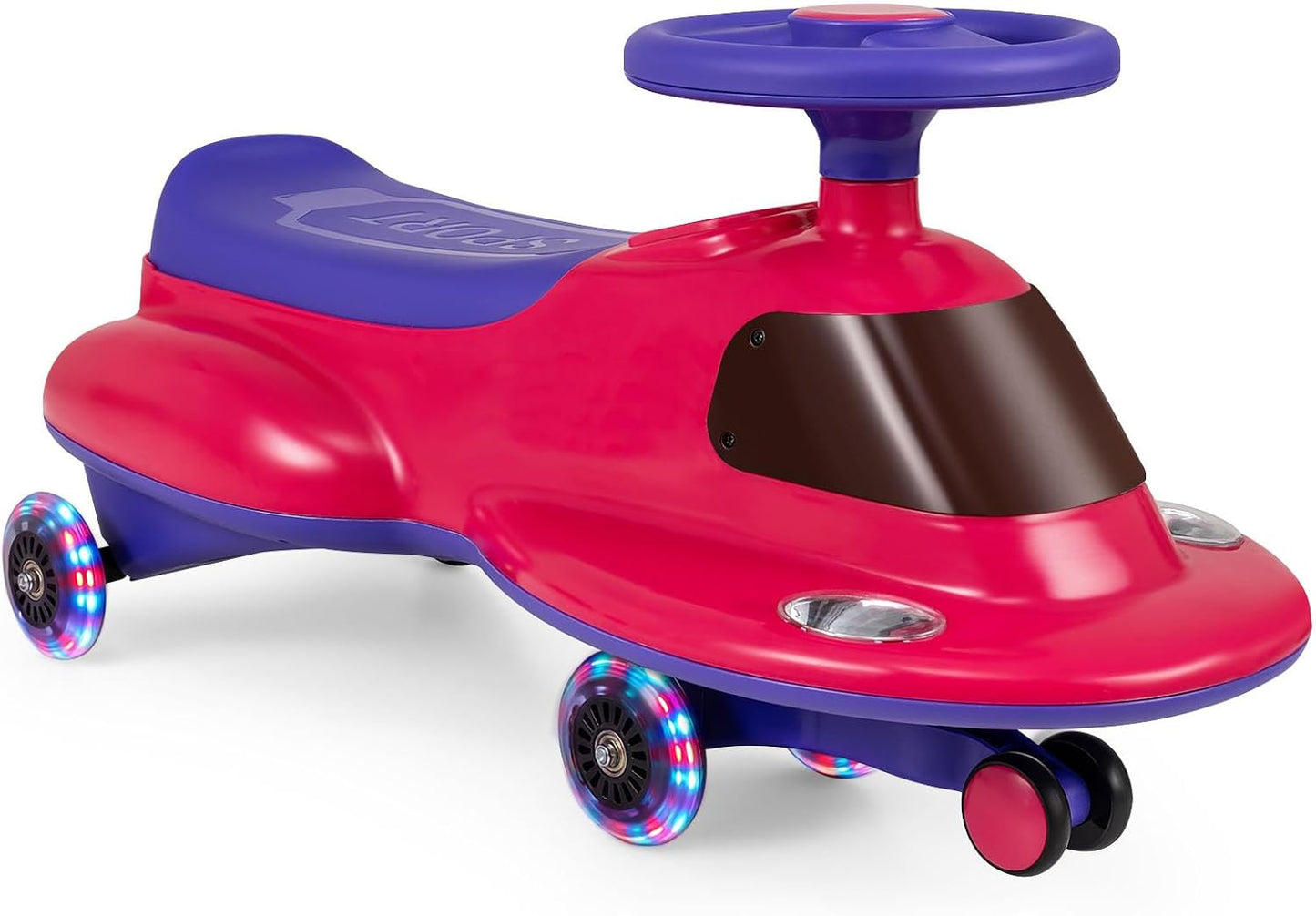 Ride on Wiggle Car, Sit On Swivel Scooter with Light up Wheels, Under-seat Storage