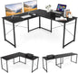 Reversible L-Shaped Desk with Built-in Power Strip and Removable Host Stand