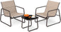 3-Piece Patio Bistro Set with Tempered Glass Table