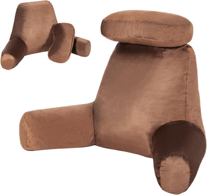 Extra Large Bed Rest Reading Pillow with Detachable Neck Roll