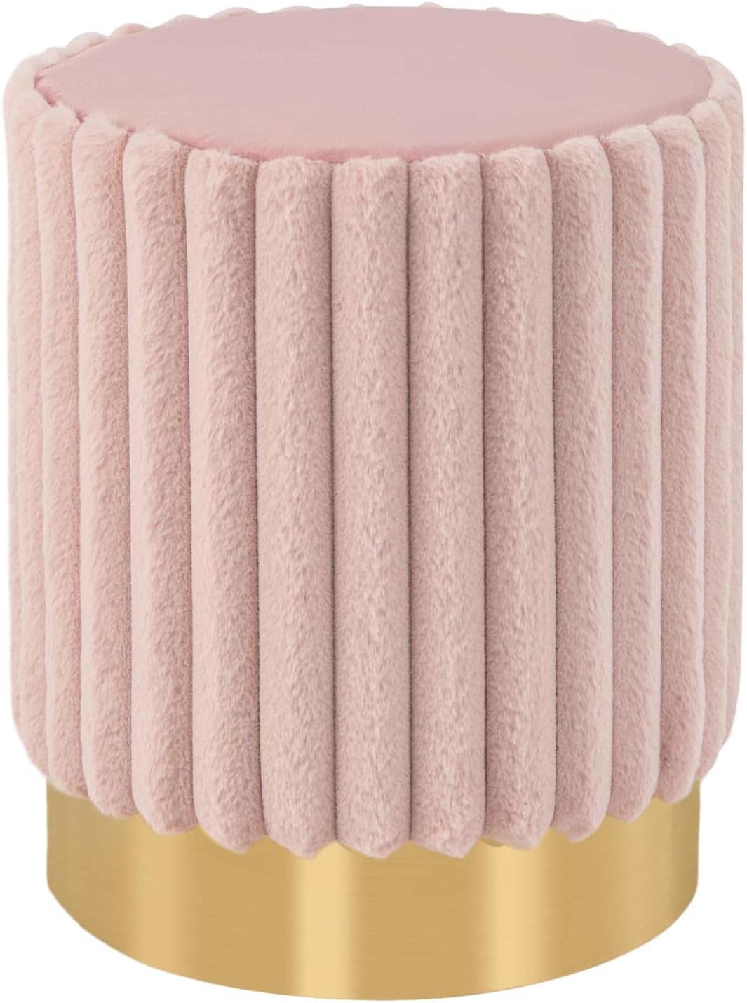 Upholstered Footrest Stool with Decorative Vertical Tufting and Heavy-duty Metal Base