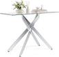 Modern Glass Console Table with Tempered Glass Top and Tubular Legs